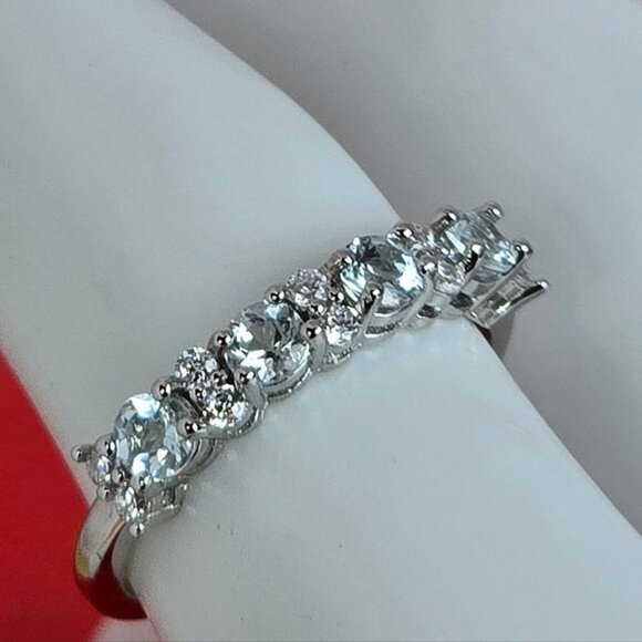 925 Sterling Silver Ring Sz 6.75 with Natural Aquamarine Gemstone. - Picture 3 of 9